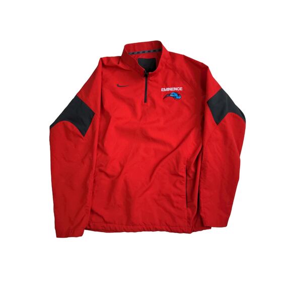 Nike 1/4 Zip Pullover Jacket Coat Size M Red Embroidered Eminence - Picture 1 of 12
